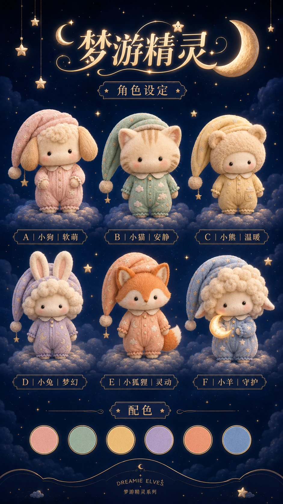六位梦游精灵角色设定